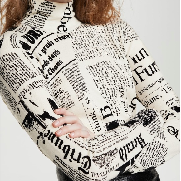 Diane Von Furstenberg Sweaters - Diane Von Furstenberg Brady Pull Over in Limited Edition Blue Newspaper Print